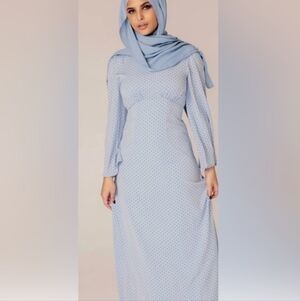 Dusty Blue Polka Dot Maxi Dress